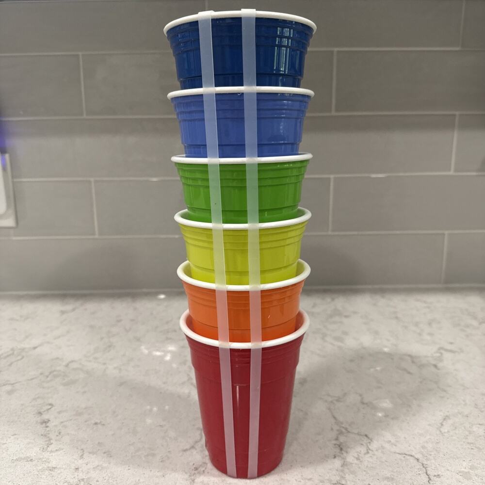 Set 6 NOVOGRATZ 16oz Multi Color Drinking Glasses “Solo”Cups Tumblers BPA Free